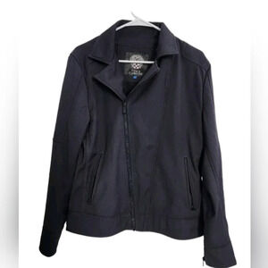 Vince Camuto zip up navy blue soft shell Moto Jacket bikercore Woman small